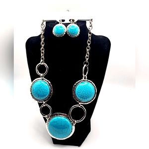 16" Silver Necklace with Dangling Earrin